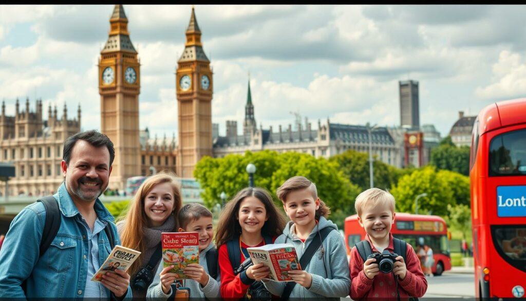 Family exploring London